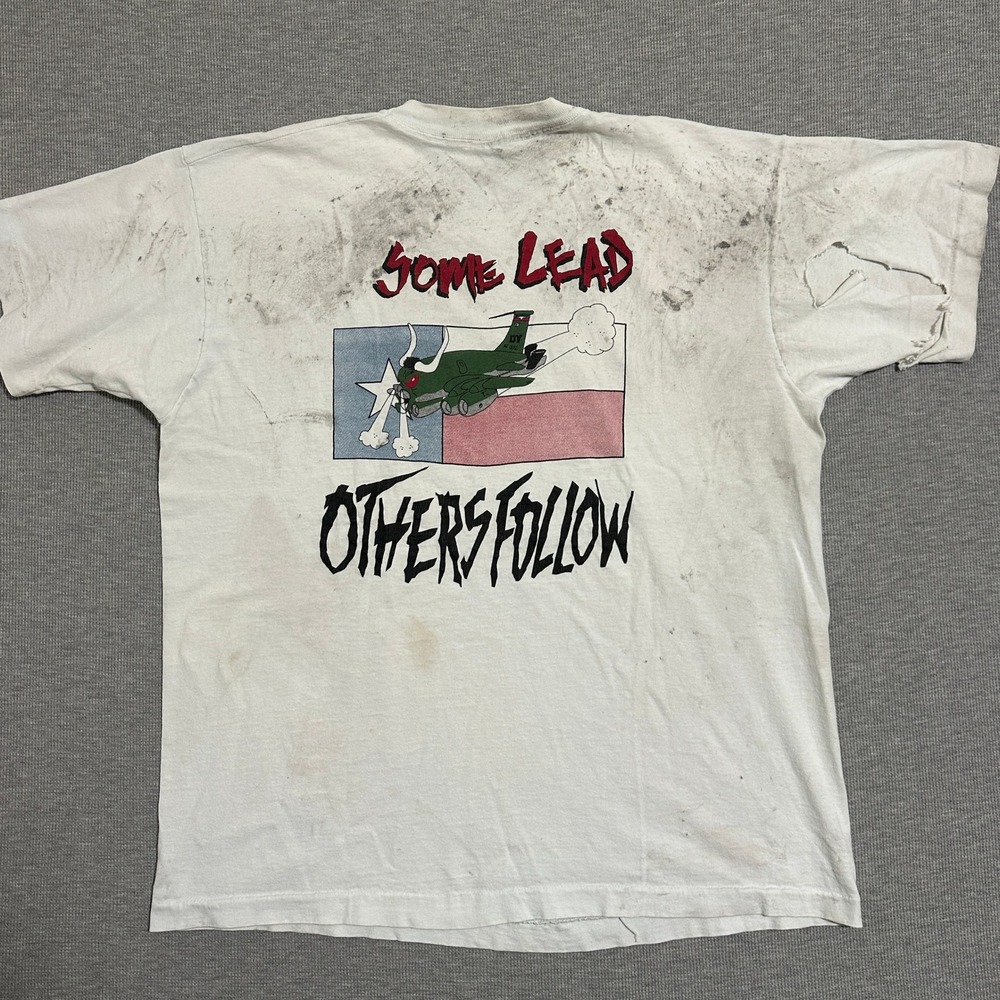 Vintage 90s 917th Air Refueling Dyess AFB Thrashed Military Double Sided Tee XL - Picture 6 of 9